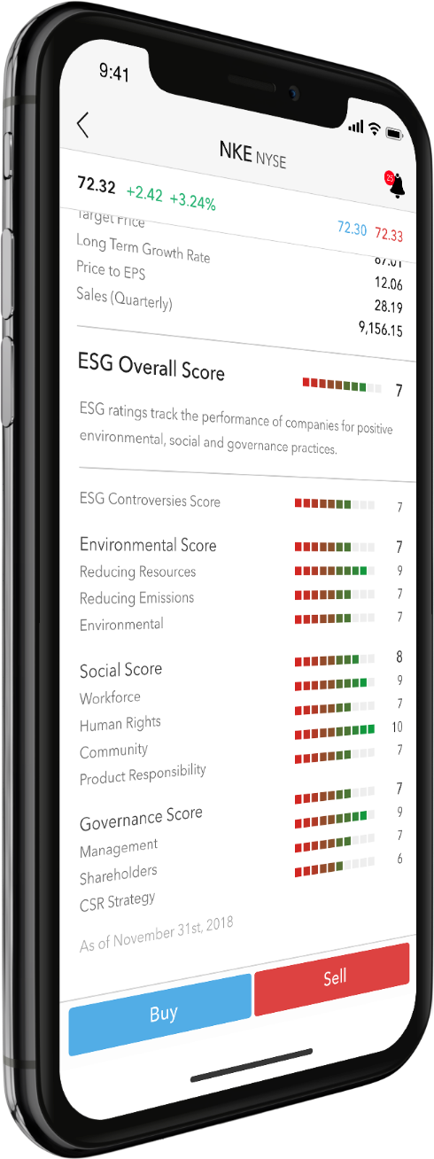 iPhone X zeigt ESG-Beispiel-Bildschirm an