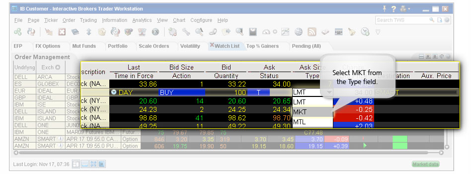 Beispiel zu Market-Orders