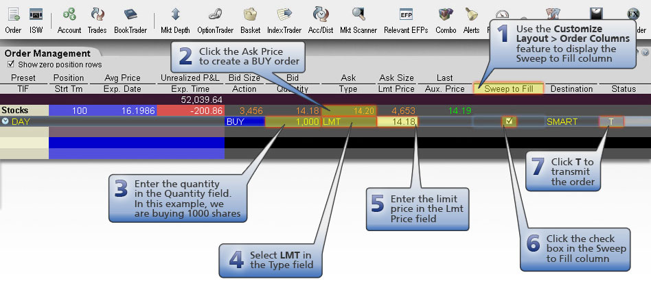 Sweep-to-Fill Buy Order