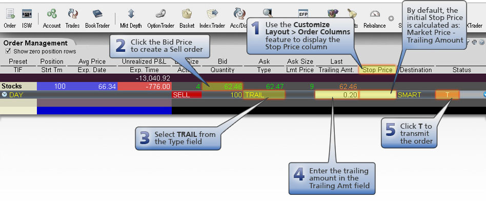 Ordine di vendita Trailing stop