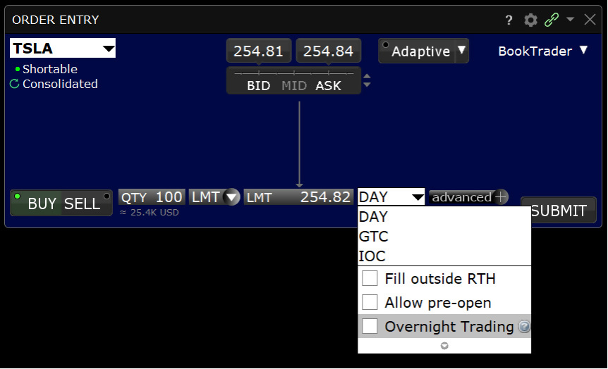 Ordres de trading overnight